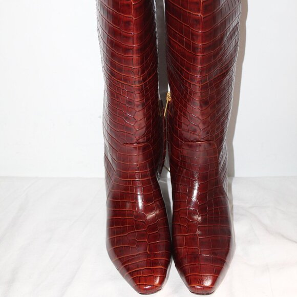NWOB Veronica Beard CECILE CROC-EMBOSSED TALL BOOT Boots 9 - Picture 5 of 10